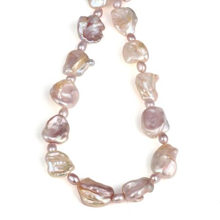 Natural Pink Pearl Necklace for women, 925 Sterling silver with gold plated necklace, Handmade jewelry